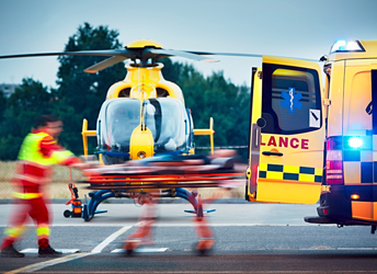 Paramedics and Ambulance Helicopter